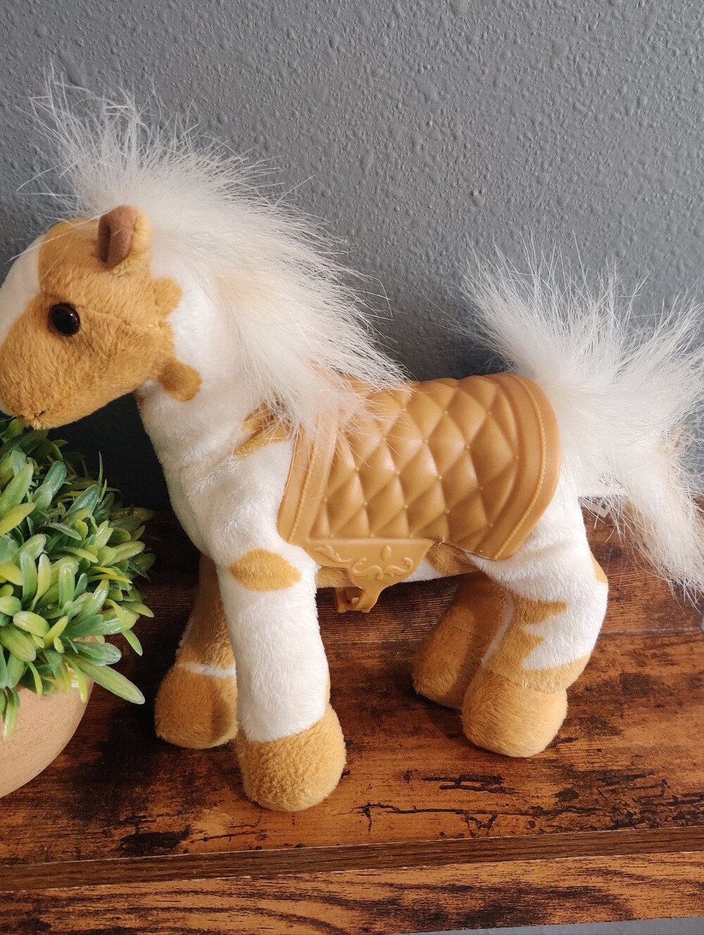 Bass Pros Horse Plush With Saddle Stuffed Animal Realistic Pony Kids Toy White